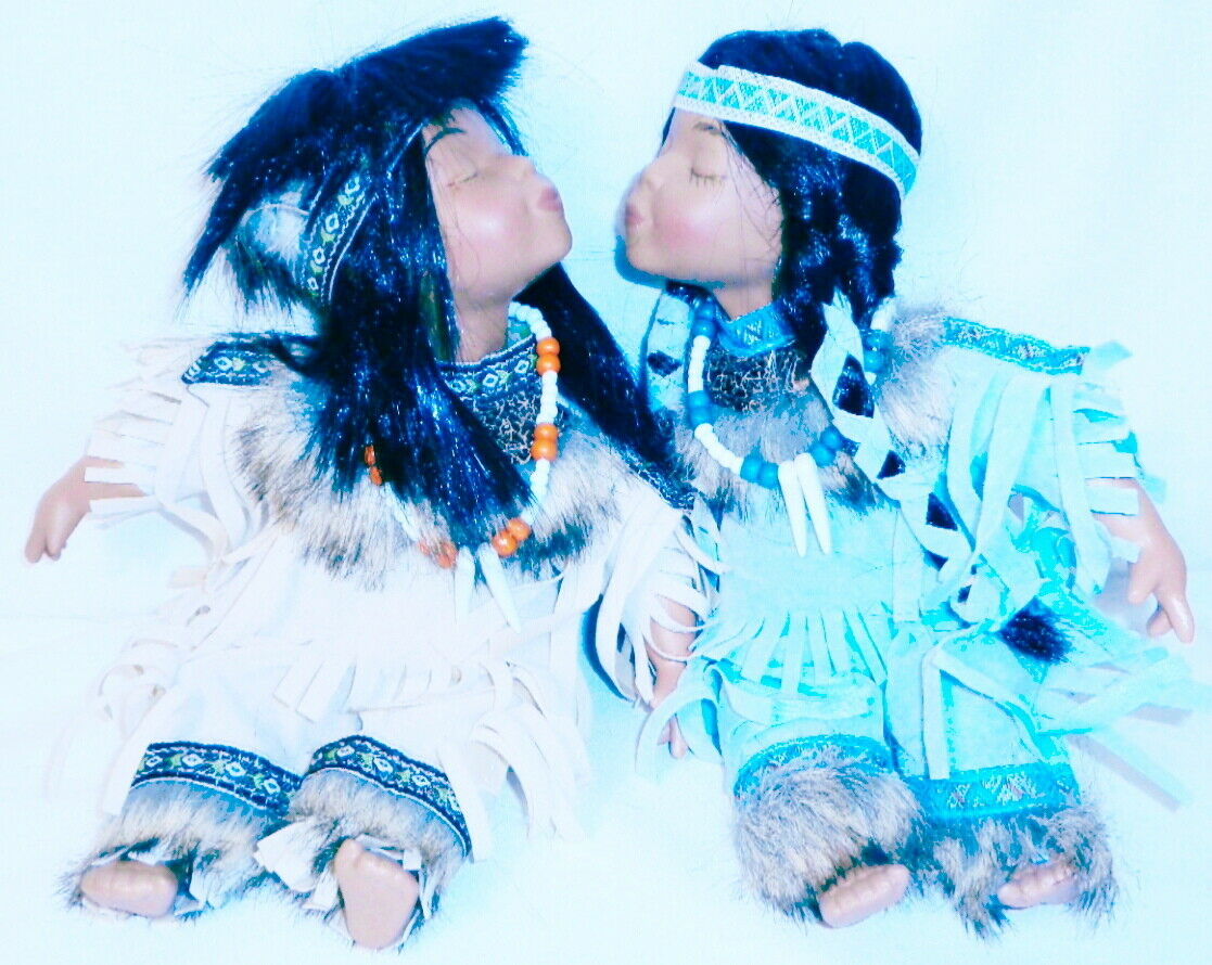 Cathay Collection Native American Kissing Porcelain Dolls